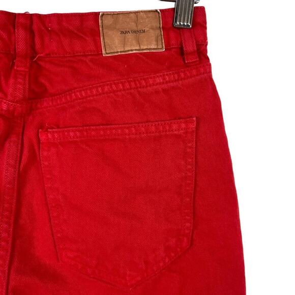 ZARA Z1975 HIGH RISE STRAIGHT LEG RED DENIM JEANS 6147/080 SIZE 4 - Picture 12 of 15